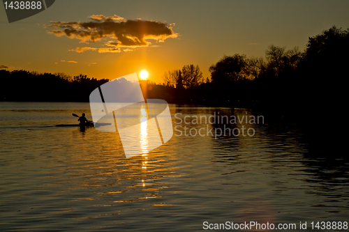 Image of Sunset over lake Wascana