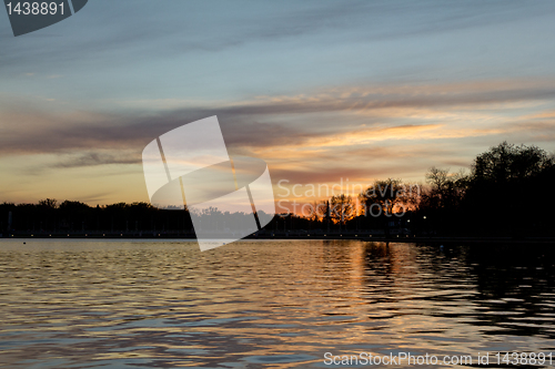 Image of Sunset over lake Wascana