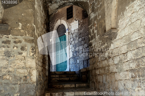 Image of Narrow and old street in Sibenik city, Croatia