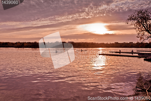 Image of Sunset over lake Wascana
