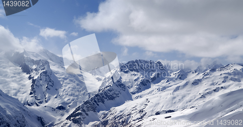 Image of Mountains panorama. View from the ski slope.