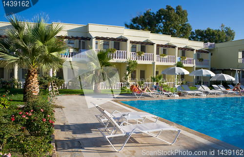 Image of  resort hotel and swimming pool