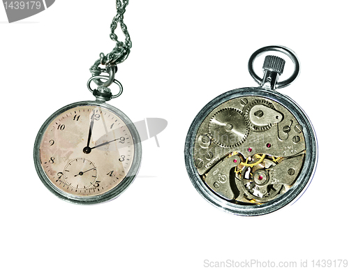 Image of  old pocket watch isolated