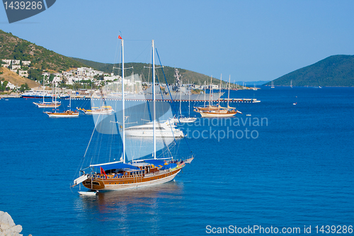 Image of landscape  sea with  yacht