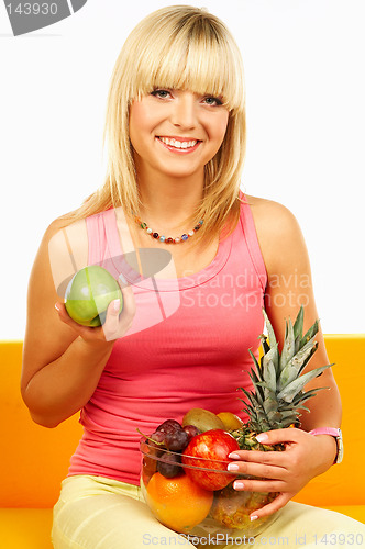 Image of Happy women with fruits