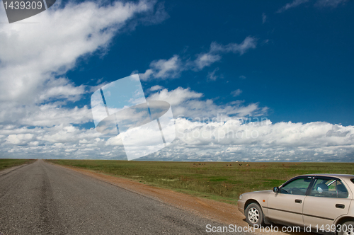 Image of landscape desert and car