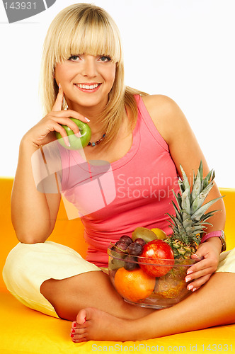Image of Happy women with fruits
