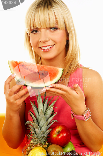 Image of Happy women with fruits