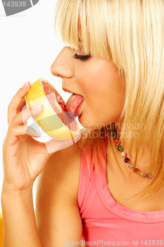 Image of Happy women with fruits