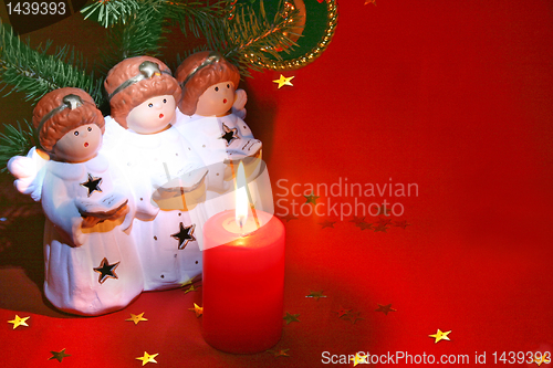 Image of Christmas angels with candle and book