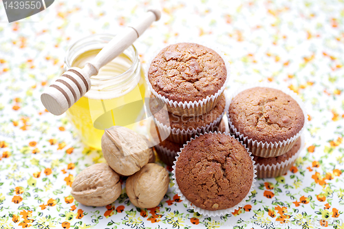 Image of muffins with walnuts and honey