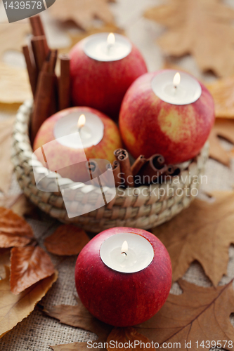 Image of apple as candlestick