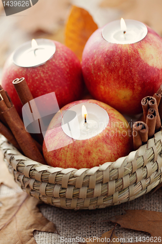 Image of apple as candlestick