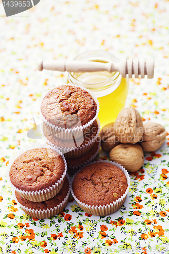 Image of muffins with walnuts and honey