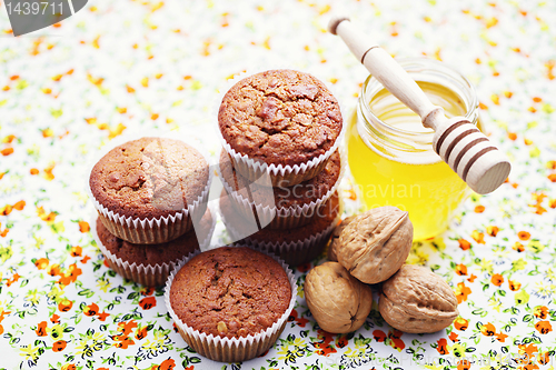 Image of muffins with walnuts and honey