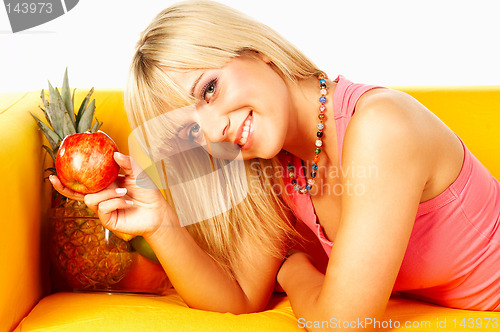 Image of Happy women with fruits