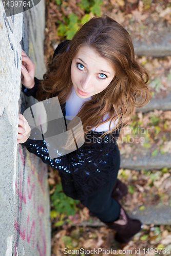 Image of Portrait of a girl looking upwards