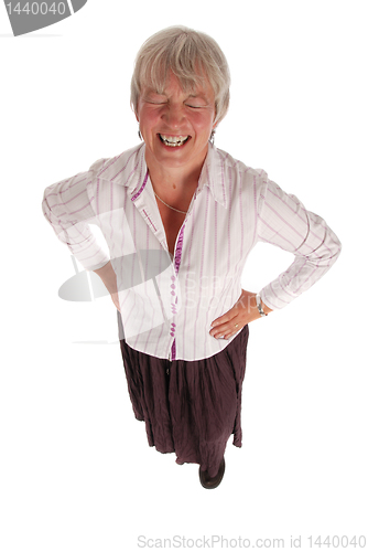 Image of Laughing Senior Business Woman on White