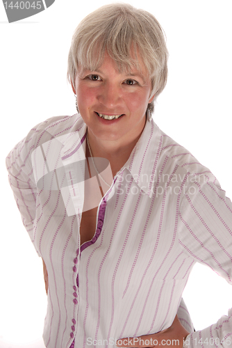 Image of Smiling Senior Business Woman on White