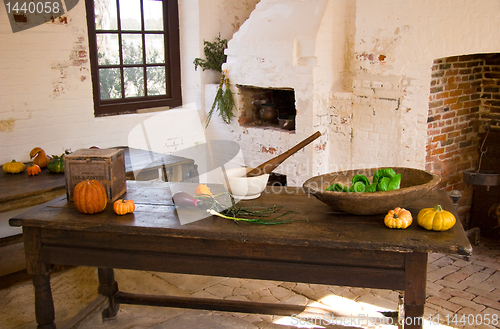 Image of Old kitchen table in plantation building