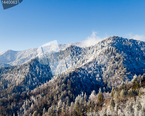 Image of Mount leconte in snow in smokies