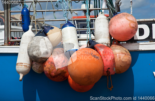 Image of Colorful boat bumpers