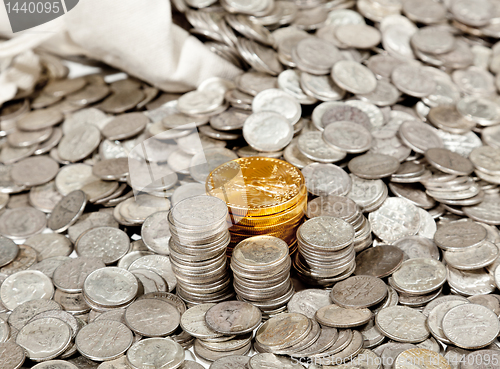 Image of Bag of silver and gold coins