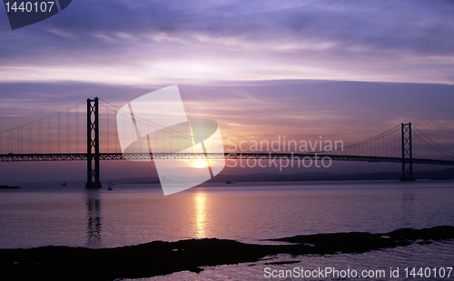 Image of Forth Road Bridge at sunset