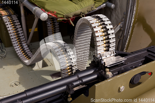 Image of Machine gun on army helicopter