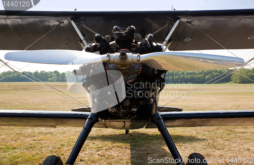 Image of Propeller and engine of old biplane