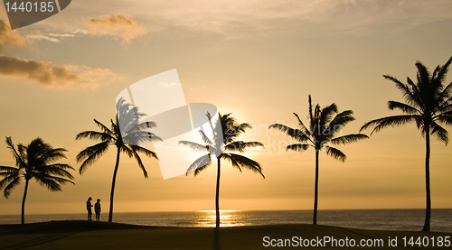 Image of Couple and Hawaii Sunset