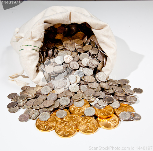 Image of Bag of silver and gold coins