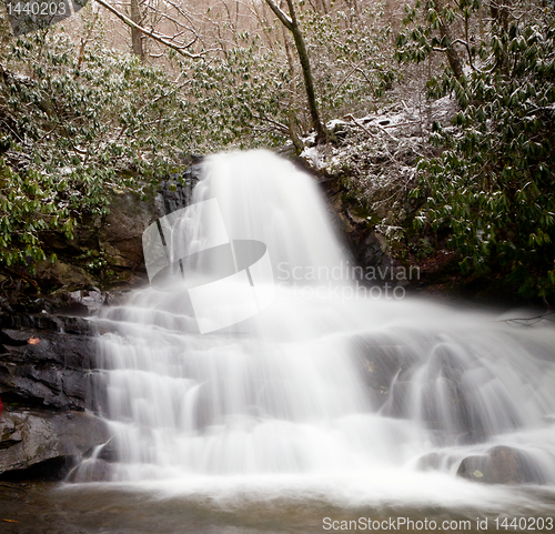 Image of Laurel Falls in Smoky Mountains in snow