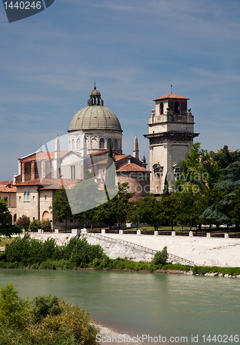 Image of Old church over river Adige