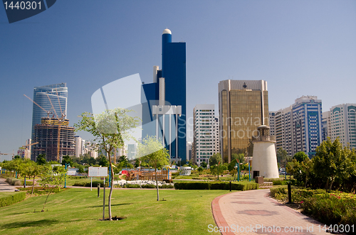 Image of Abu Dhabi Skyline with lighthouse