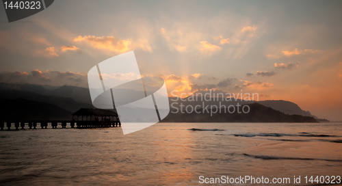 Image of Hanalei Pier at sunset