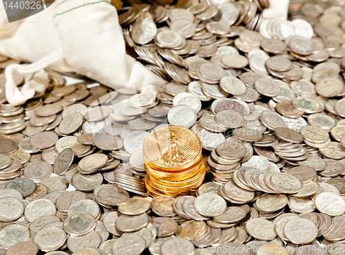 Image of Bag of silver and gold coins