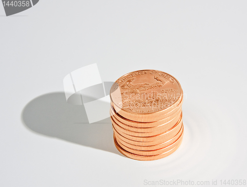 Image of Stack of ten 1oz gold eagle coins