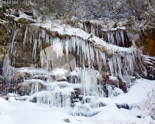 Image of Weeping wall in Smoky Mountains covered in ice