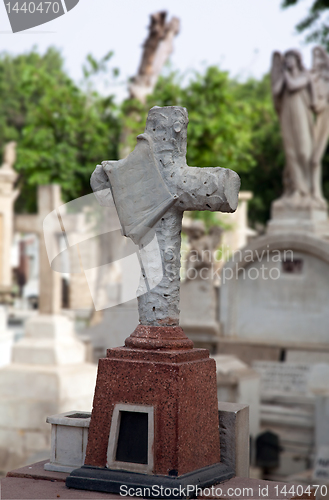 Image of Ancient cross on tomb in Coptic Cairo