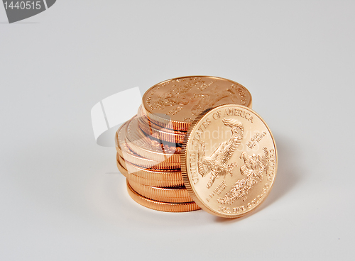 Image of Stack of 1 ounce gold coins