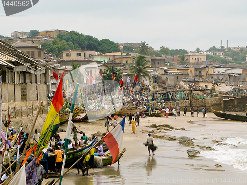 Image of Boats on the beach on Cape Coast in Ghana