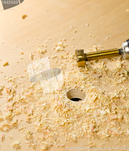 Image of Woodwork tools working on piece of plywood