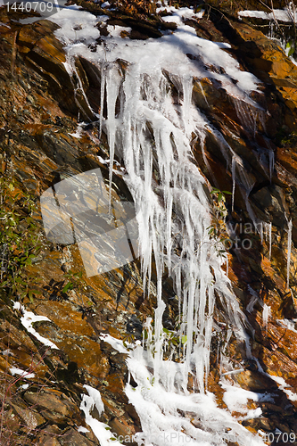 Image of Weeping wall in Smoky Mountains covered in ice