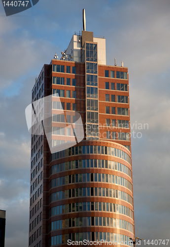 Image of Red modern skyscraper