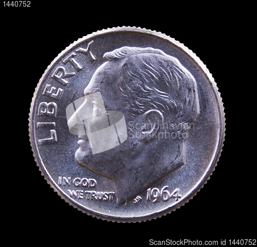 Image of 1964 silver Roosevelt dime