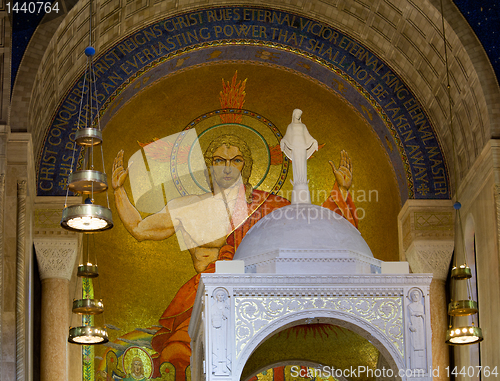 Image of Mosaic of Jesus on ceiling of Basilica in Washington