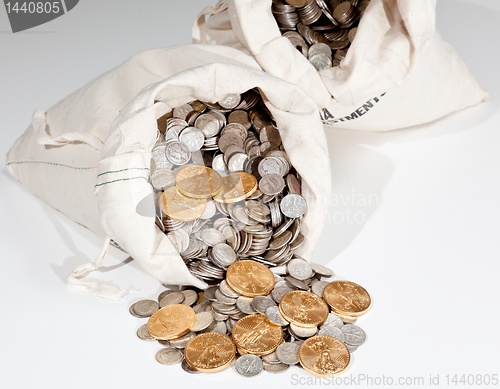 Image of Bag of silver and gold coins