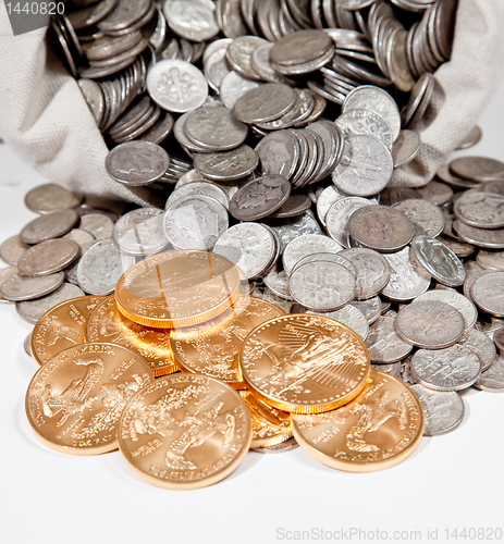 Image of Bag of silver and gold coins