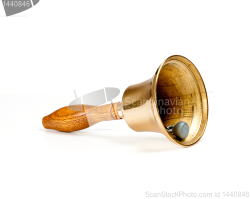 Image of Brass handbell with wooden handle